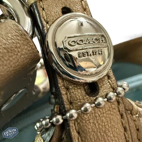 Coach Champagne/Tan Monogram Canvas Shoulder Bag/Purse - Picture 6 of 12